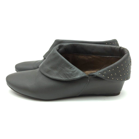 FarylRobin Anthropologie Fold Over Gray Ankle Boot Shoes Women's 7.5 - Picture 1 of 10
